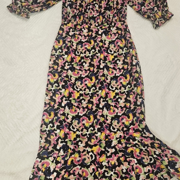 Saloni Multi-Colour Grace Dress Off-Shoulder Midi Dress Size 2 - Picture 11 of 14